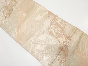 道長取りに扇・鳥・唐草・古典柄織り出し袋帯